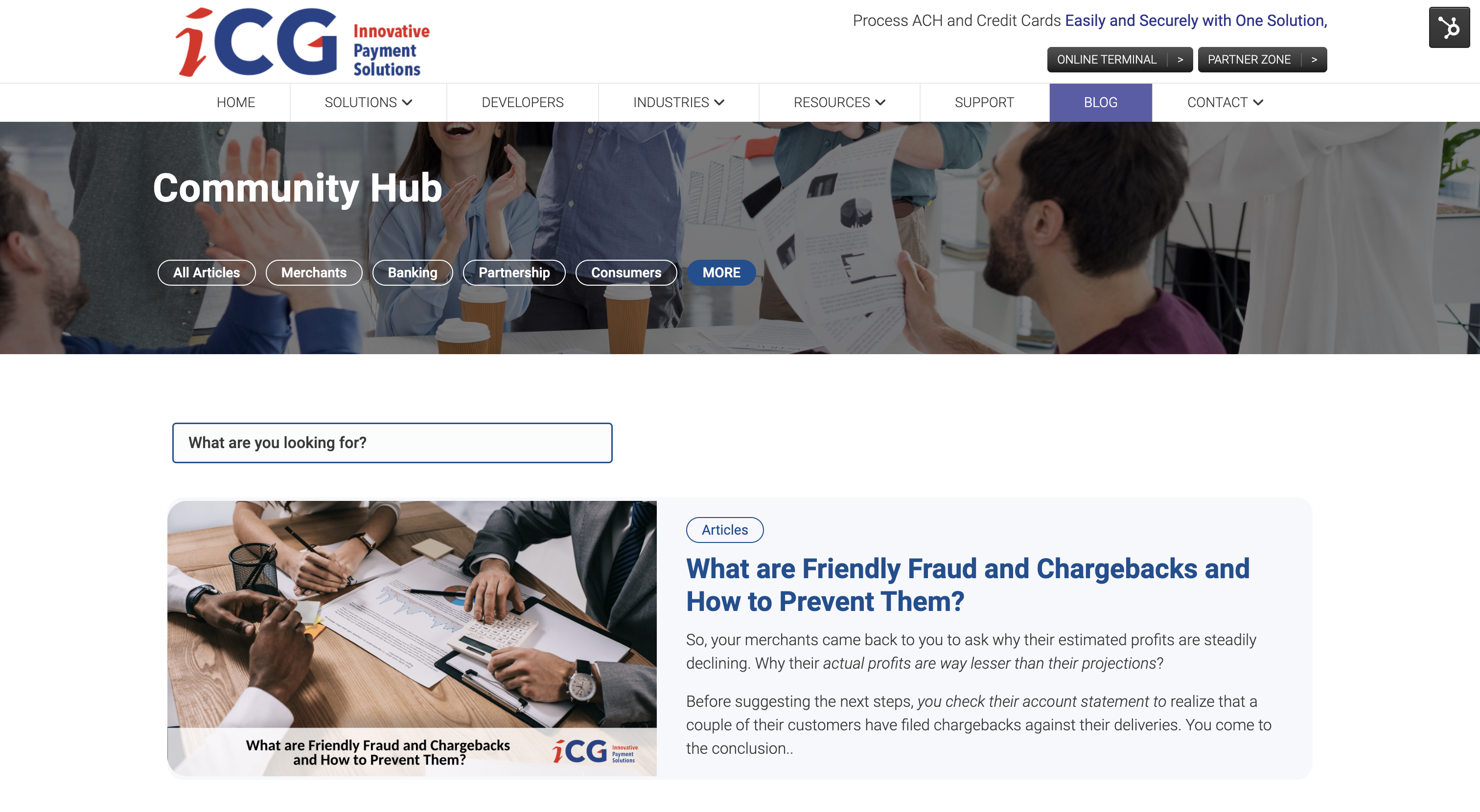 Screenshot of iCheckGateway.com's new community hub.